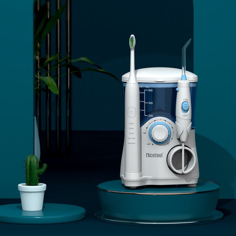 Aile için Diş Ürünleri Sonic Diş Fırçası Su Flosser 600ml Beyaz OEM ABS Tankı