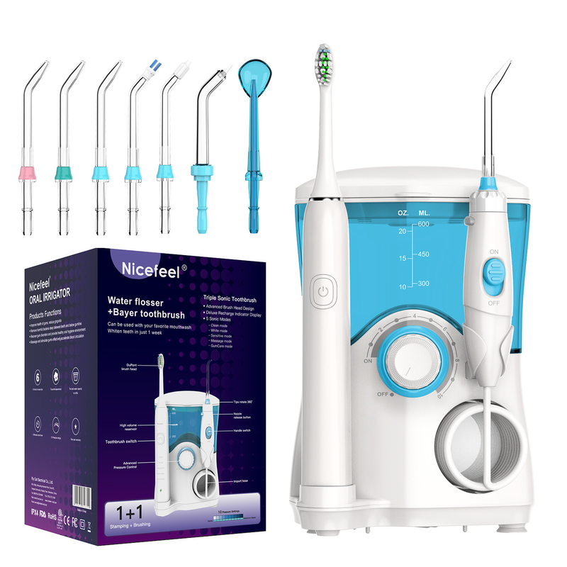 Aile için Diş Ürünleri Sonic Diş Fırçası Su Flosser 600ml Beyaz OEM ABS Tankı