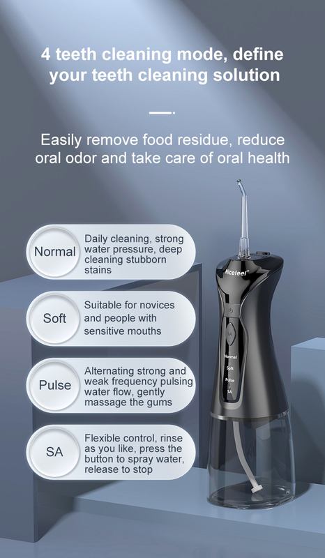 Nozzels ile 300ml Akülü Nicefeel Taşınabilir Oral Irrigator Diş Bakımı